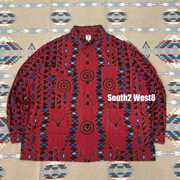 [BUNJANG] South2 West8 Hunting Flannel Coverall Jacket Red / [M][100-105] 남이서팔 헌팅 플란넬 커버올 레드