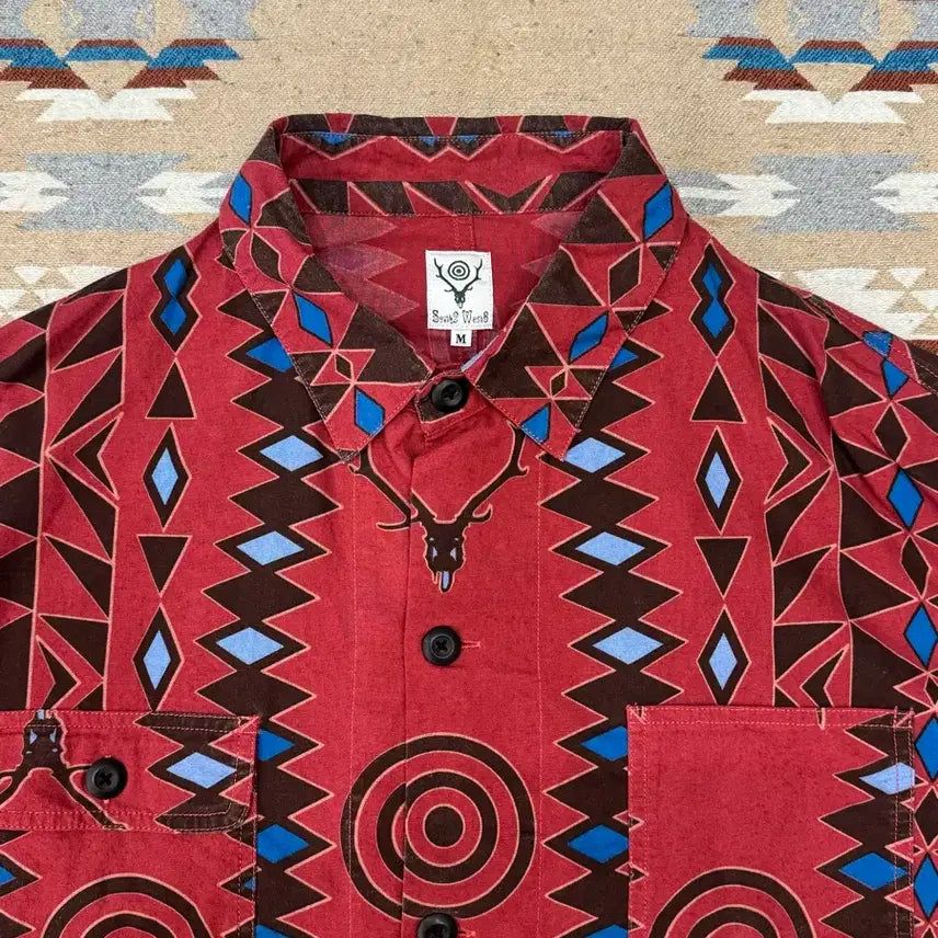 [BUNJANG] South2 West8 Hunting Flannel Coverall Jacket Red / [M][100-105] 남이서팔 헌팅 플란넬 커버올 레드