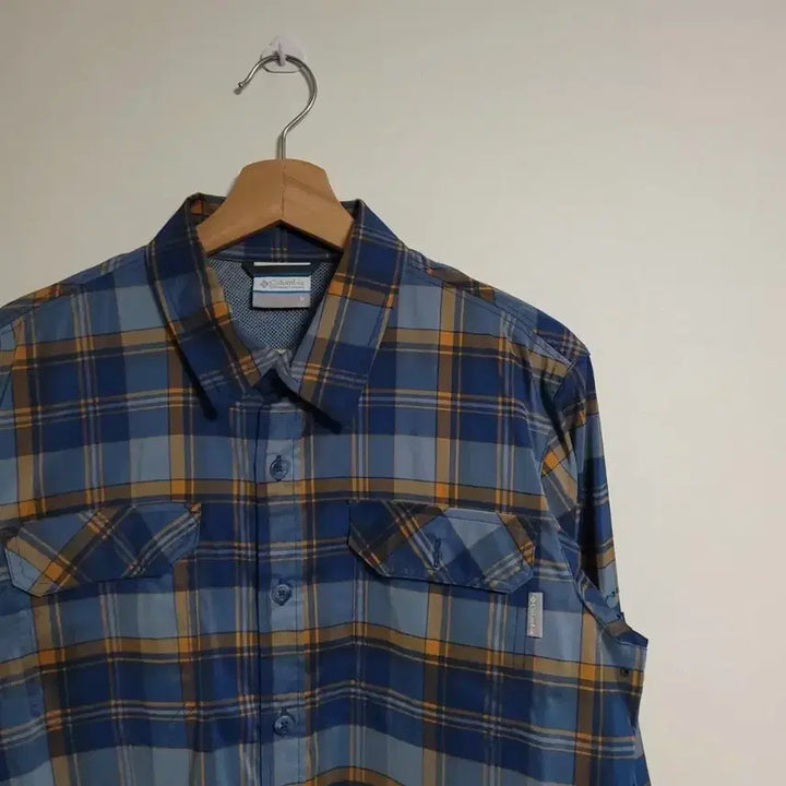 [BUNJANG] Columbia Checkered Shirt - Blue / (M) COLUMBIA 컬럼비아 체크 셔츠 남방 블루