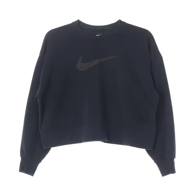 [BUNJANG] Nike Big Swoosh Crop Sweatshirt (Black, M) / 나이키 빅 스우시 로고 크롭 맨투맨 블랙 M