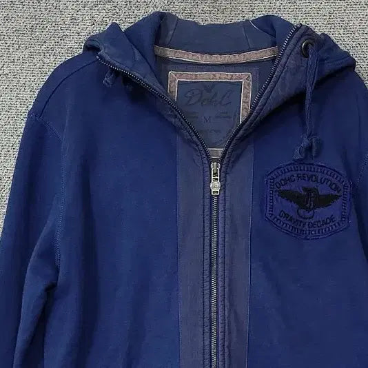 [BUNJANG] DOHC Y2K Vintage Printed Hoodie Zip-up (Navy, M) / DOHC 네이비 Y2K 빈티지 프린팅 후드 집업 M