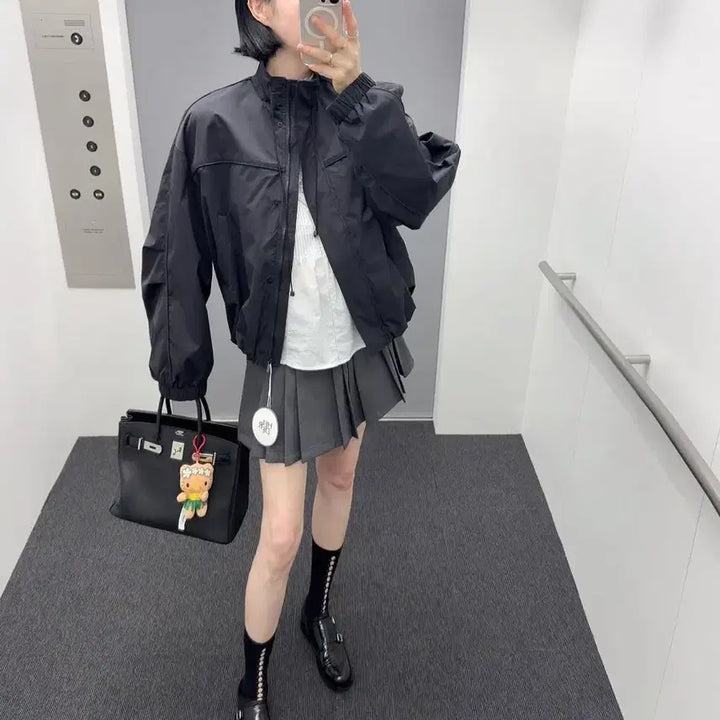 [SOLD OUT] 헬더 언발 주름 스커트 차콜s새상품