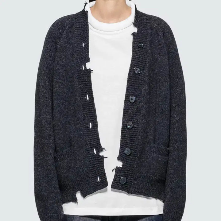 [BUNJANG] Maison Margiela Oversized Distressed Knit Cardigan / 마르지엘라 오버사이즈드 디스 니트 가디건