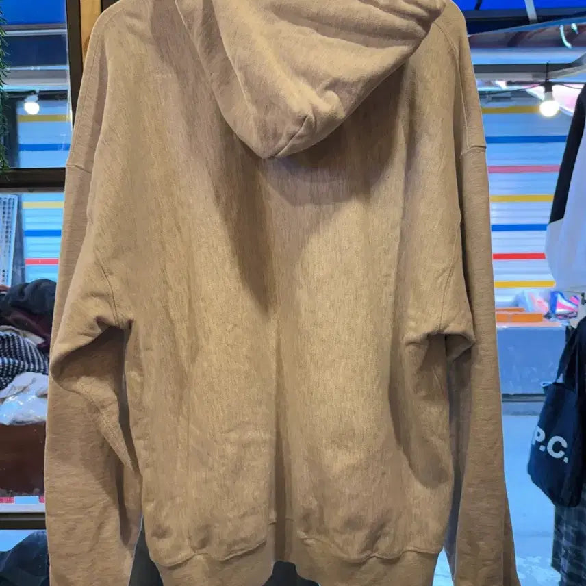 [BUNJANG] Outstanding Navy Logo Melange Hoodie / 아웃스탠딩 네이비 로고 멜란지 후드티
