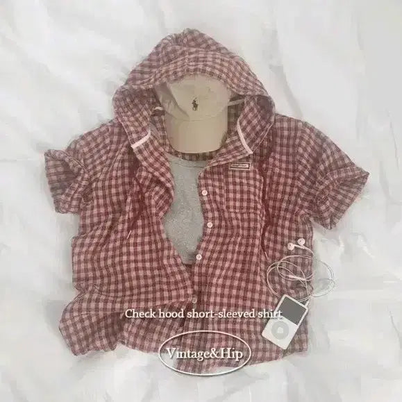 [BUNJANG] Ably Checkered Hooded Shirt / 에이블리 체크 후드 셔츠 체크남방
