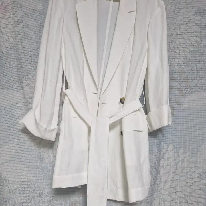 [BUNJANG] White Linen Double Button Jacket / 화이트 린넨 더블 버튼 자켓