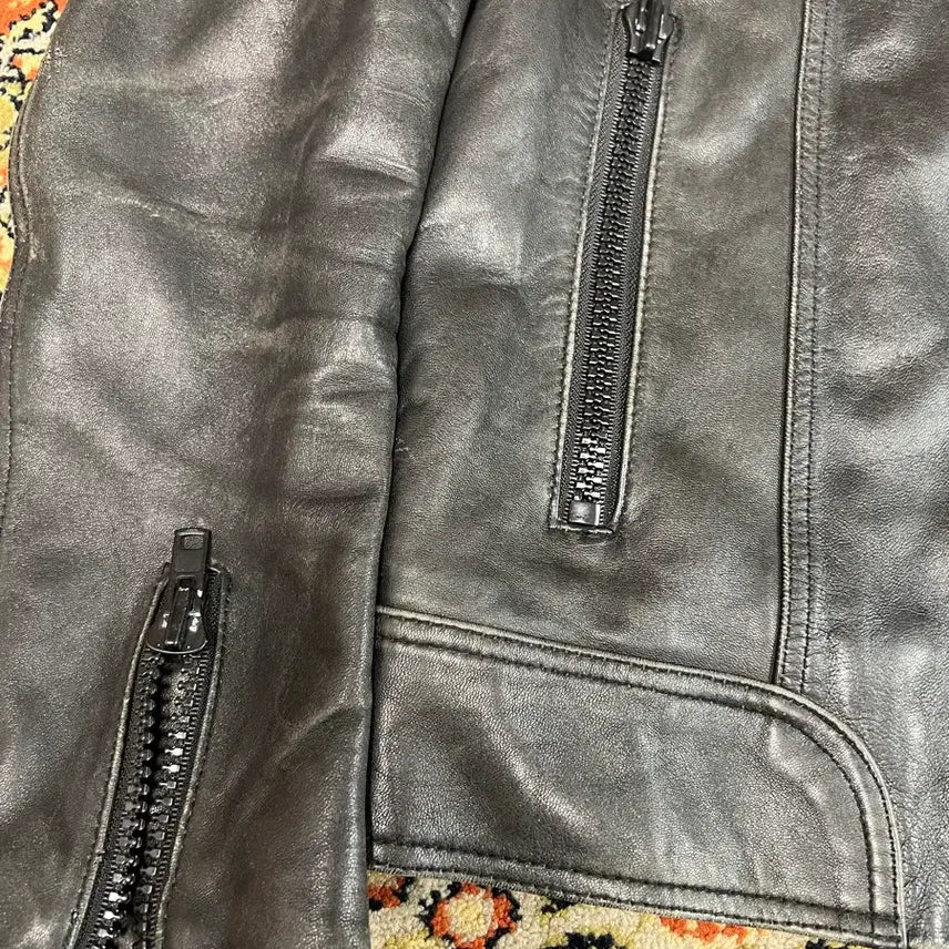 [BUNJANG] The T-shirt Museum Vintage Lambskin Single Rider Jacket / [S] 더티셔츠뮤지엄 빈티지 램스킨 싱글라이더 자켓
