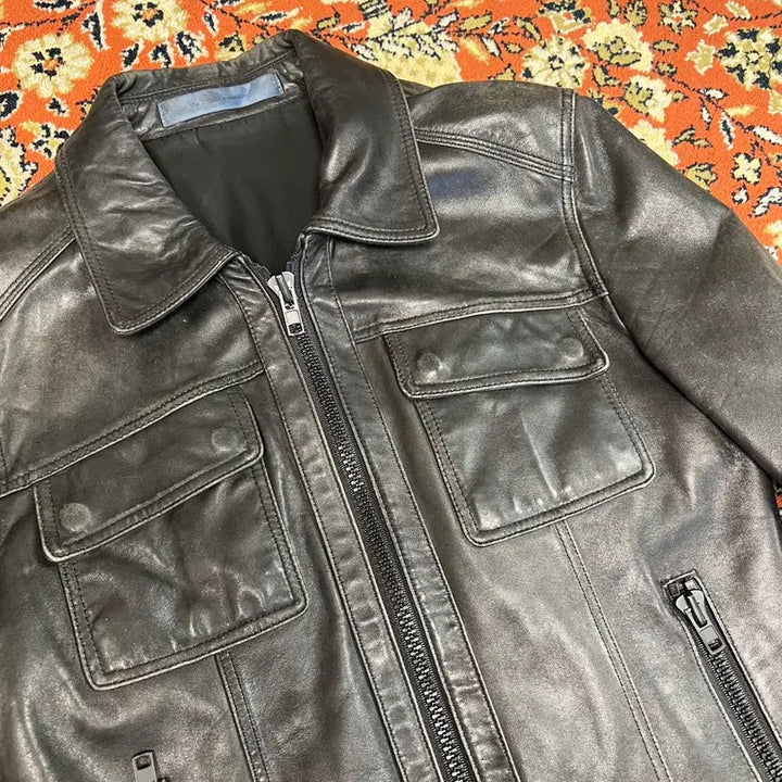 [BUNJANG] The T-shirt Museum Vintage Lambskin Single Rider Jacket / [S] 더티셔츠뮤지엄 빈티지 램스킨 싱글라이더 자켓