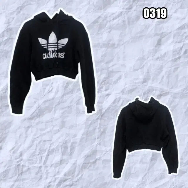 [BUNJANG] Adidas Big Logo Cropped Hoodie / XL 아디다스 빅 로고 크롭 후드티