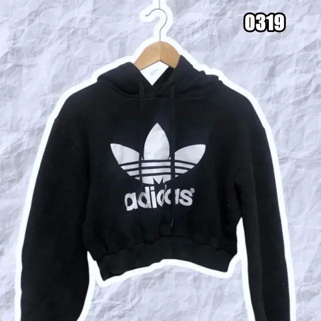[BUNJANG] Adidas Big Logo Cropped Hoodie / XL 아디다스 빅 로고 크롭 후드티