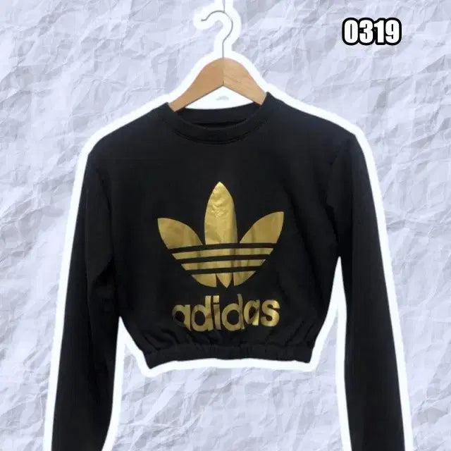 [BUNJANG] Adidas Big Logo Crop Sweatshirt / 아디다스 빅 로고 크롭 맨투맨