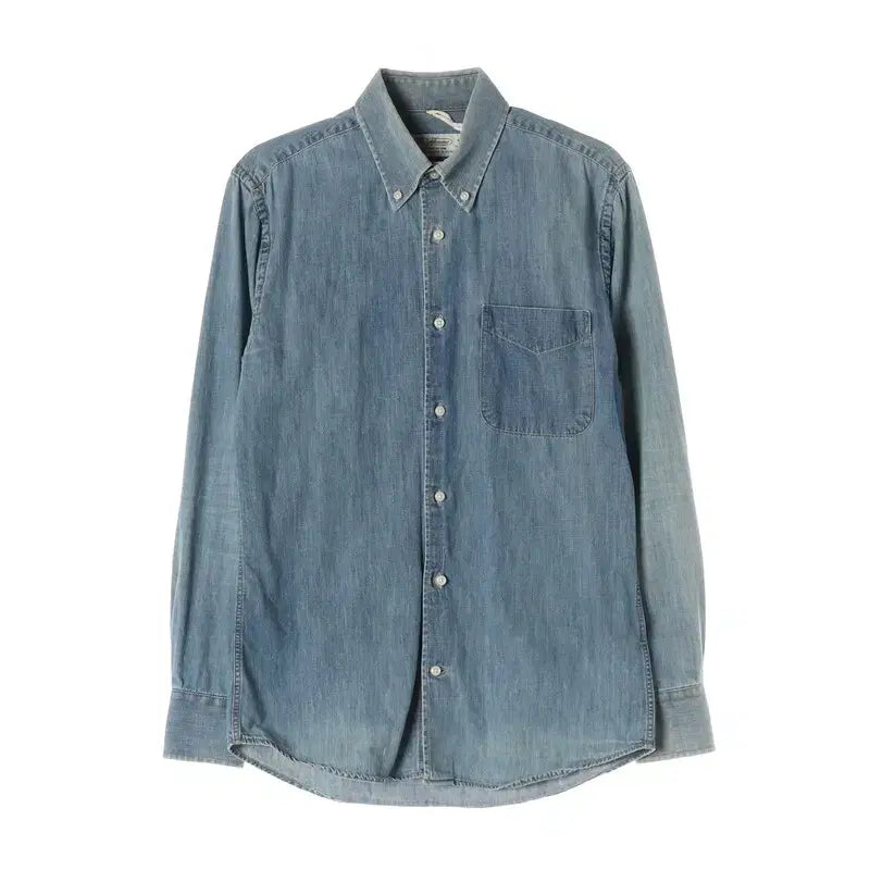 [BUNJANG] The Resume Washed Button-Down Denim Shirt (S) / 더리줌 워싱 버튼다운 데님 셔츠 S