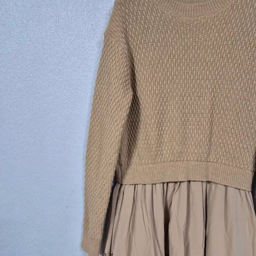 [BUNJANG] Layered Punching Knit Dress (Size 66) / 레이어드 펀칭 니트원피스 66