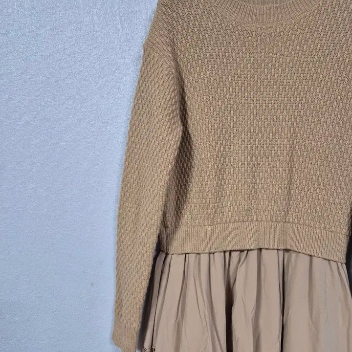 [BUNJANG] Layered Punching Knit Dress (Size 66) / 레이어드 펀칭 니트원피스 66
