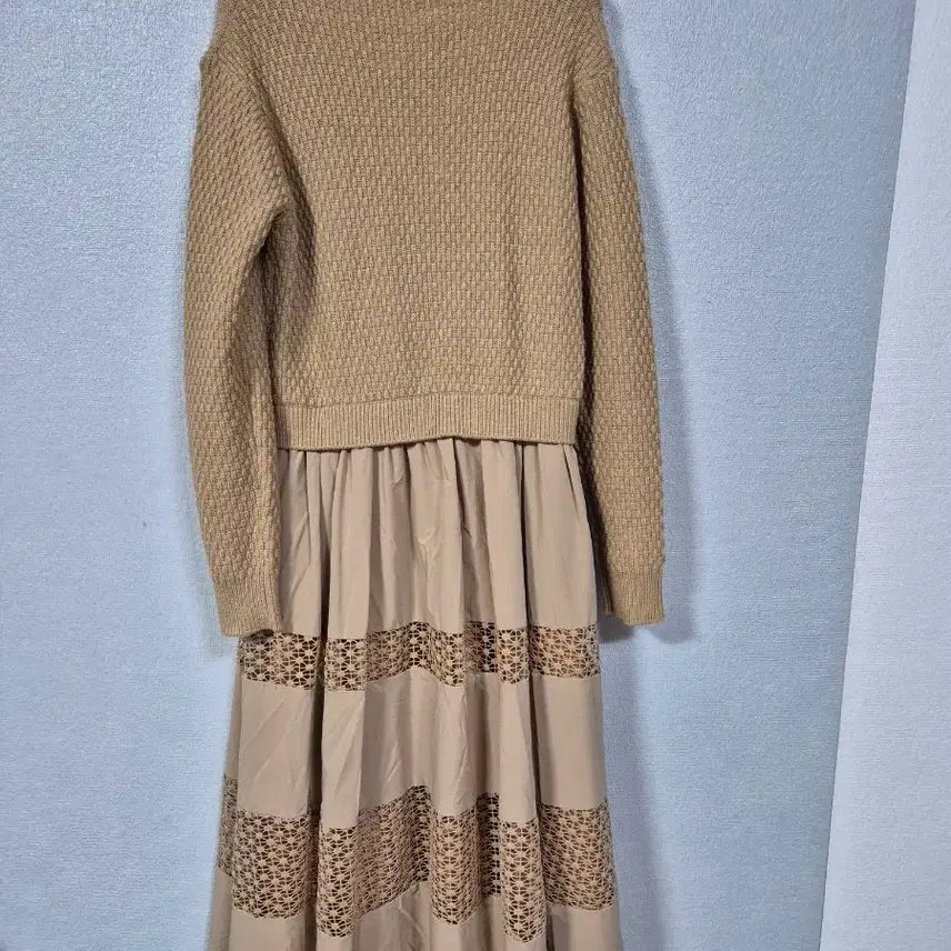 [BUNJANG] Layered Punching Knit Dress (Size 66) / 레이어드 펀칭 니트원피스 66
