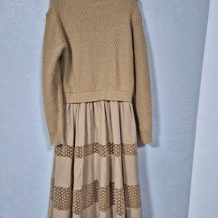 [BUNJANG] Layered Punching Knit Dress (Size 66) / 레이어드 펀칭 니트원피스 66
