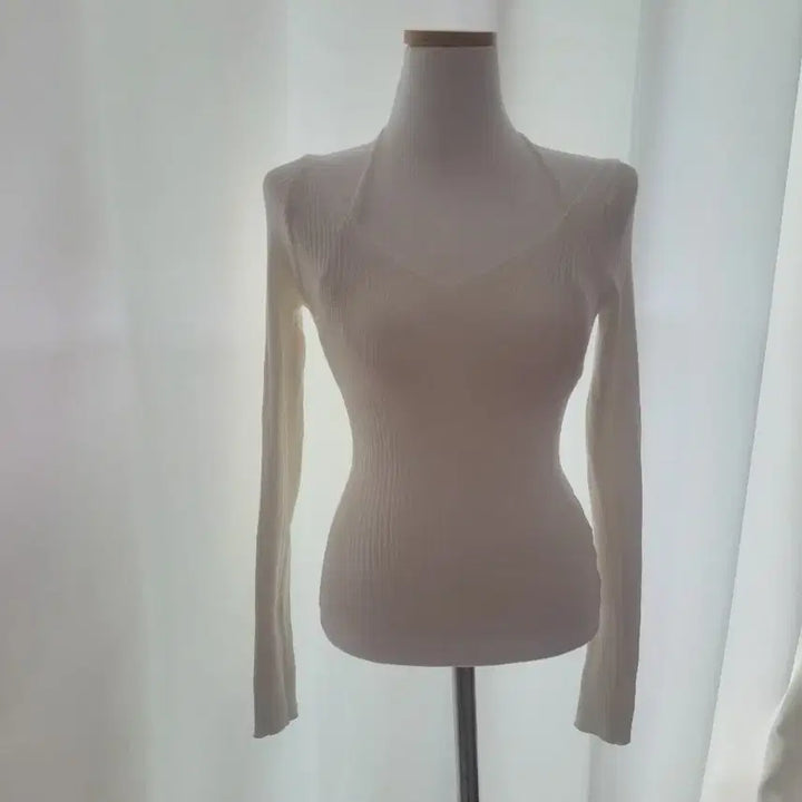 [BUNJANG] Generic Slim Fit Long Sleeve Ribbed Knit Top / 골지 티셔츠 긴팔티 44-55 슬림핏
