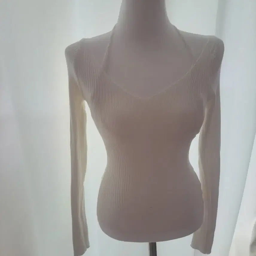 [BUNJANG] Generic Slim Fit Long Sleeve Ribbed Knit Top / 골지 티셔츠 긴팔티 44-55 슬림핏