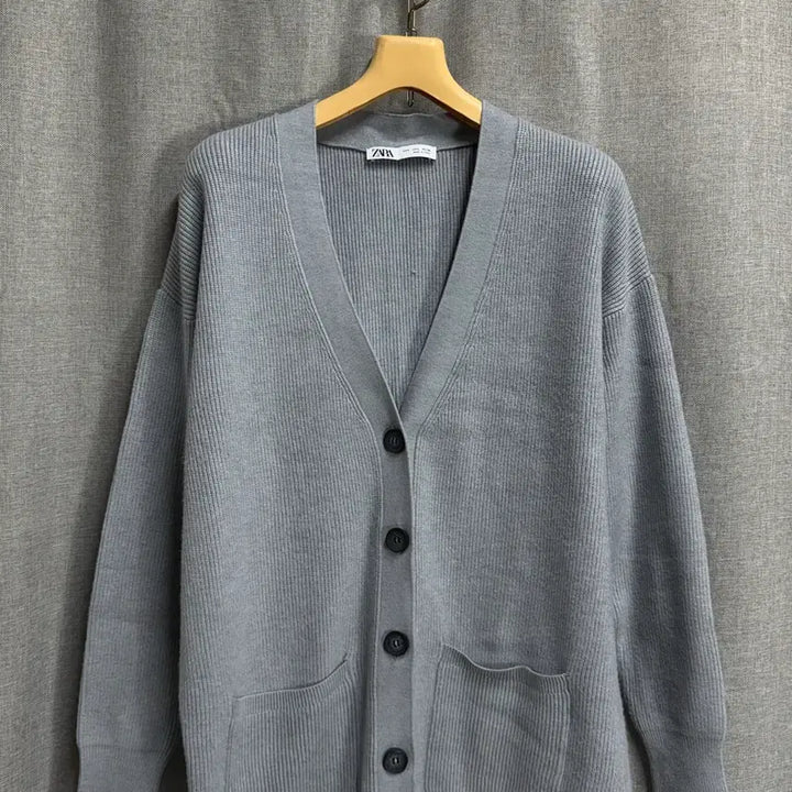 [BUNJANG] ZARA Long Ribbed V-Neck Cardigan / [L] 자라(ZARA) 롱 골지 브이넥 가디건