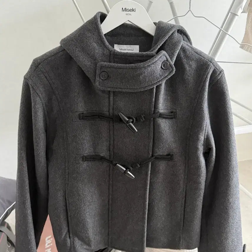 [BUNJANG] Miseki Seoul Dark Gray Duffle Coat / Miseki Seoul 다크 그레이 더플 코트
