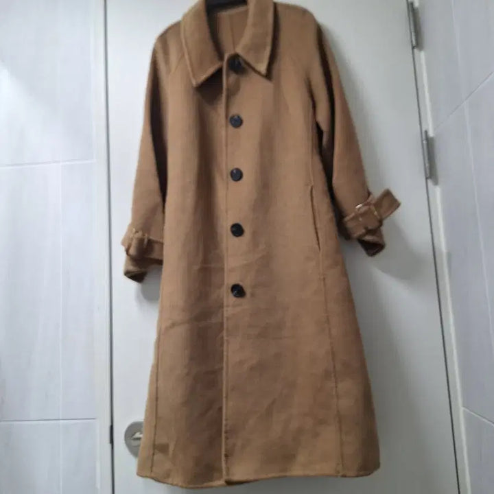 [BUNJANG] Camel Wool Blend Handmade Long Coat / 싱글 벨트 카멜 핸드메이드 롱 코트 (울70)