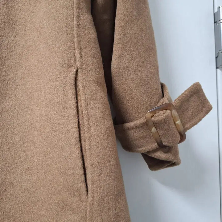 [BUNJANG] Camel Wool Blend Handmade Long Coat / 싱글 벨트 카멜 핸드메이드 롱 코트 (울70)