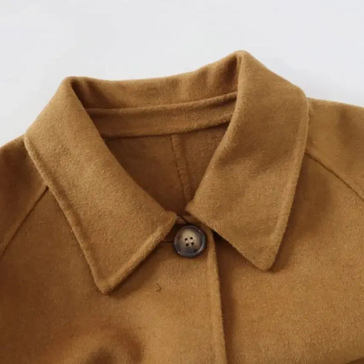 [BUNJANG] Camel Wool Blend Handmade Long Coat / 싱글 벨트 카멜 핸드메이드 롱 코트 (울70)