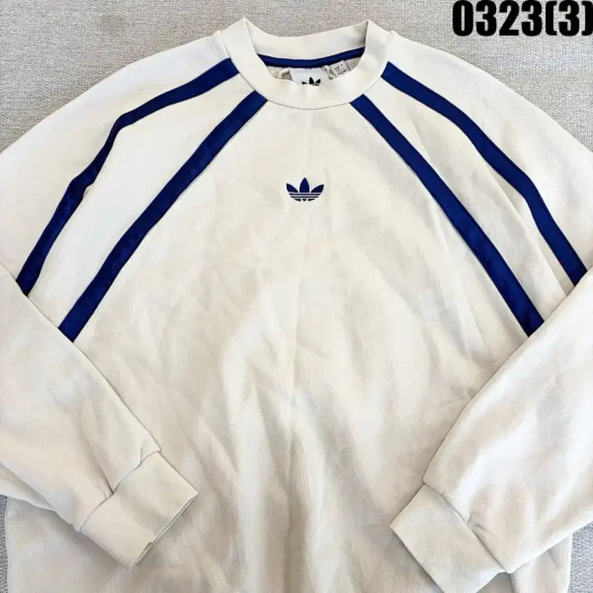 [SOLD OUT] S 아디다스 삼선 아이보리 맨투맨 0323(3)