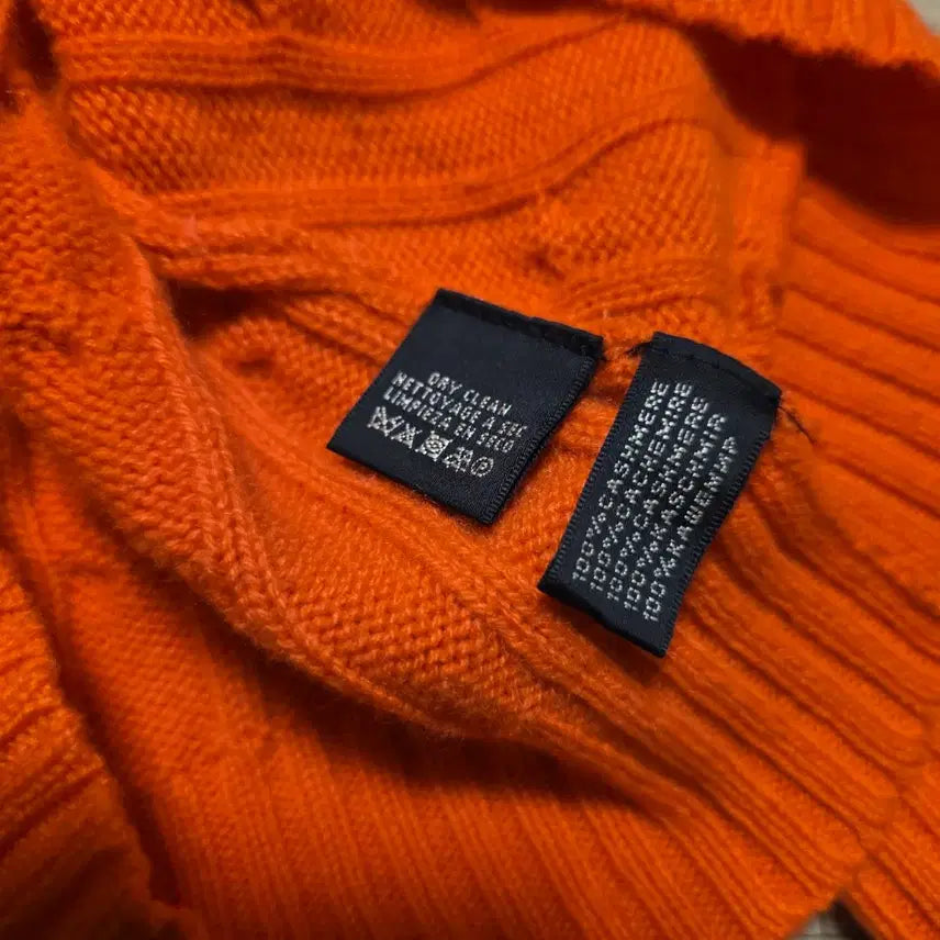 [BUNJANG] Ralph Lauren Cashmere Cable Knit Sweater / 랄프로렌 캐시미어 니트 오렌지 M
