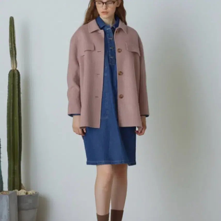 [BUNJANG] Co:**V**et Blanc Handmade Half Coat - Pink / 코벳블랑 핸드메이드 반코트 - 핑크 색상