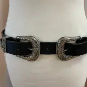 [BUNJANG] Vintage Double Buckle Western Style Belt / 빈티지 더블 버클 웨스턴 스타일 벨트 블랙