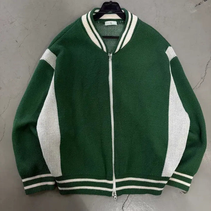 [BUNJANG] MANWONSHOP Vintage Two-way Green Knit Zip-up L / 만원샵 빈티지 투웨이 그린 니트집업 L