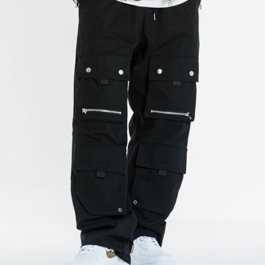 [BUNJANG] DNHAGE Cargo Wide Eyelet Pants Black / 드네이지 카고 와이드 아일렛 팬츠 블랙