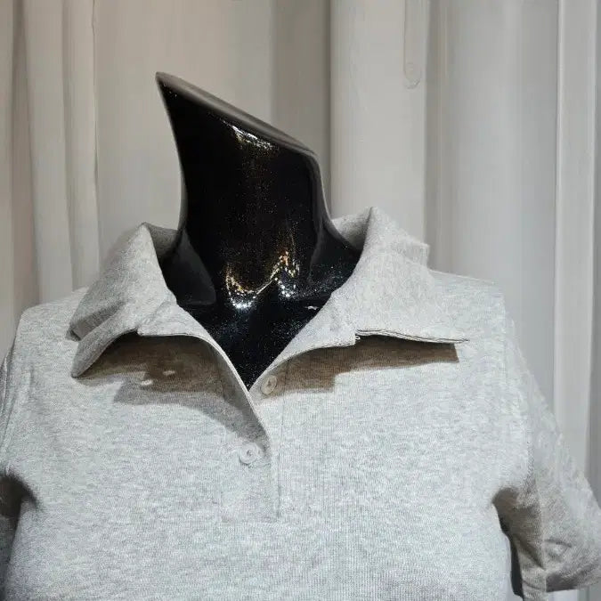[BUNJANG] Gray Short Collar T-shirt / 쇼트 카라 그레이 반팔