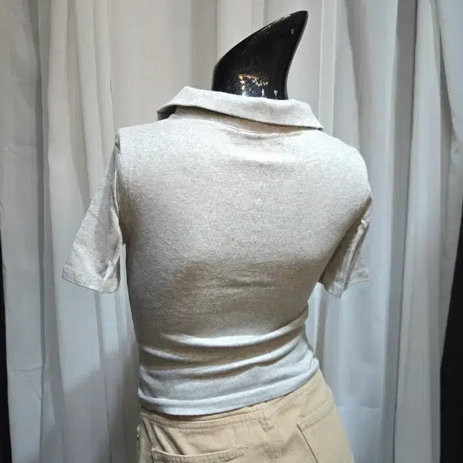 [BUNJANG] Gray Short Collar T-shirt / 쇼트 카라 그레이 반팔