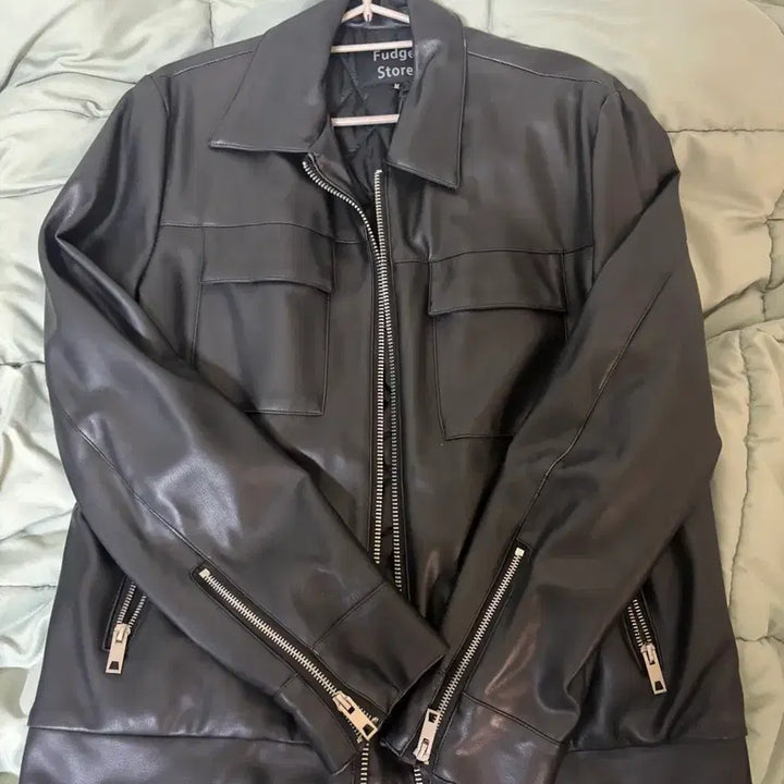 [BUNJANG] Lafarge Store Faux Leather Jacket / 라퍼지스토어 레더 자켓