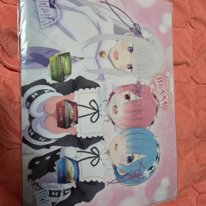 [BUNJANG] Re:Zero A4 Clear File - Mow Ice Cream Collaboration / 리제로 a4 클리어파일 mow 아이스크림 콜라보