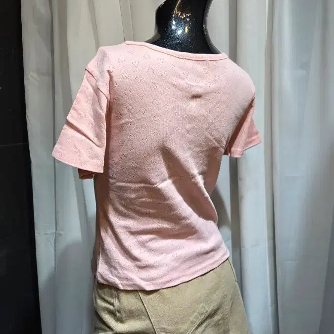 [BUNJANG] 하트 펀칭 핑크 반팔 가디건 / 하트 펀칭 핑크 반팔 가디건