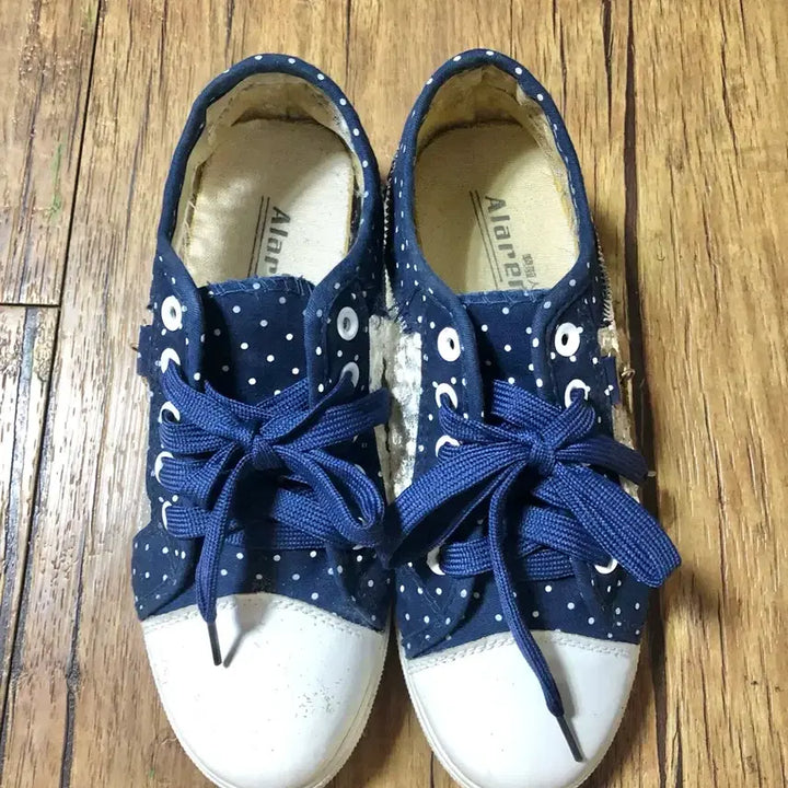 [BUNJANG] Dot Pattern Sneakers Navy Size 245 / 도트 패턴 스니커즈 245 네이비