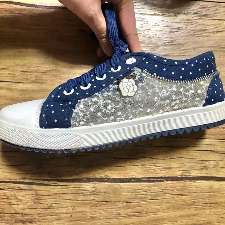 [BUNJANG] Dot Pattern Sneakers Navy Size 245 / 도트 패턴 스니커즈 245 네이비