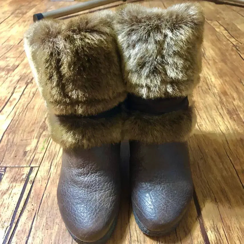 [BUNJANG] Stonefly Italian Brown Fur Boots 230mm / 스톤플라이 이탈리아 브라운 퍼 부츠 230mm 굽7센티