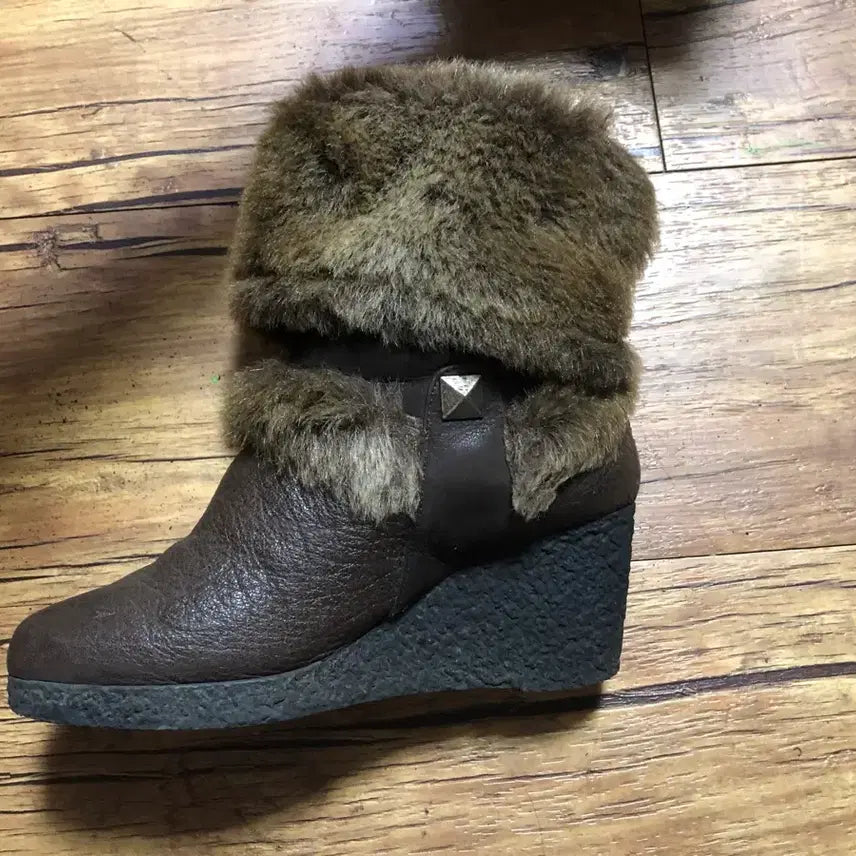 [BUNJANG] Stonefly Italian Brown Fur Boots 230mm / 스톤플라이 이탈리아 브라운 퍼 부츠 230mm 굽7센티