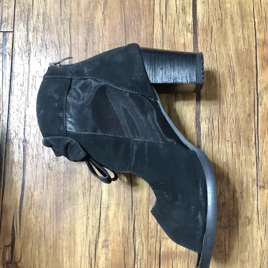 [BUNJANG] Black Ribbon Open Toe Heels / 블랙 리본 시스루 오픈토 힐 250 굽7센티
