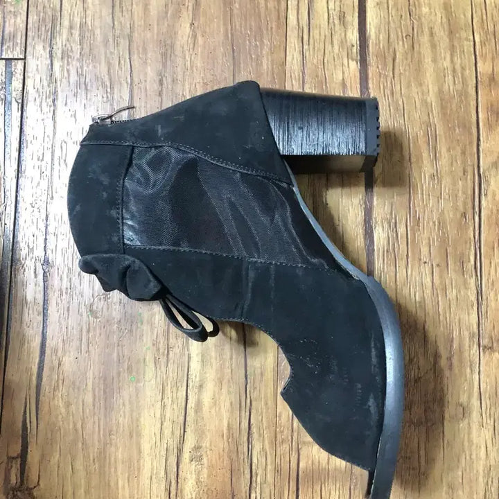 [BUNJANG] Black Ribbon Open Toe Heels / 블랙 리본 시스루 오픈토 힐 250 굽7센티