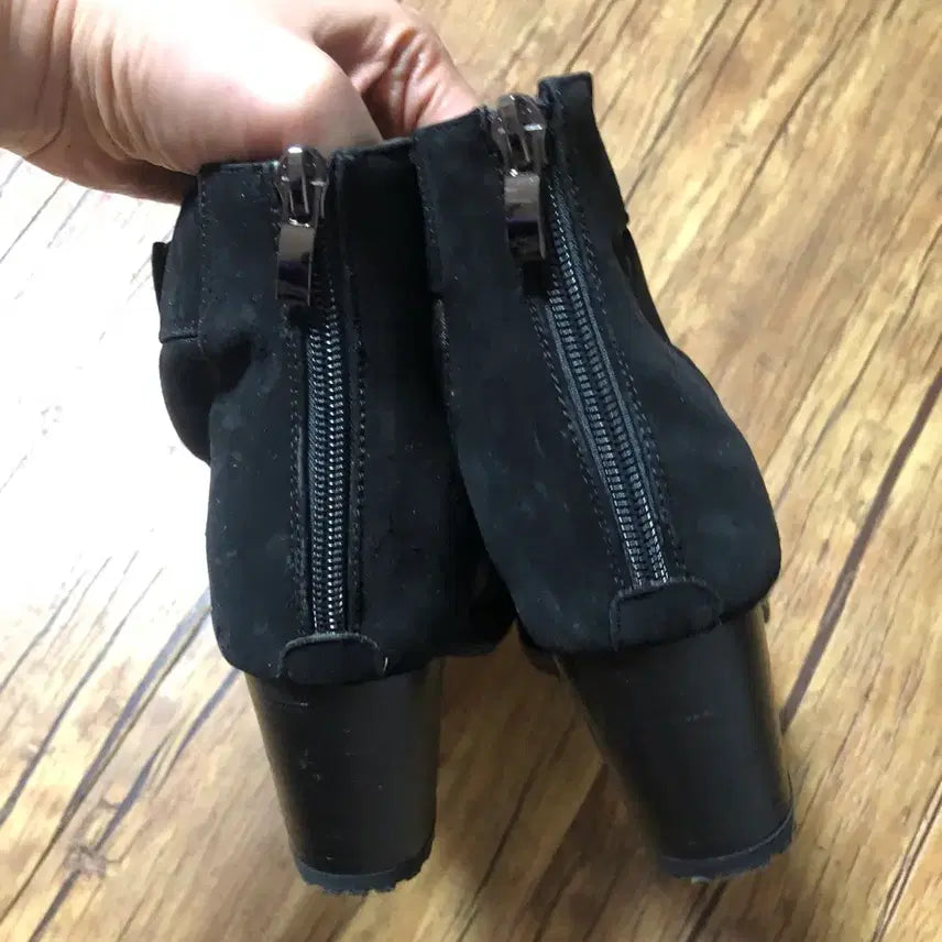 [BUNJANG] Black Ribbon Open Toe Heels / 블랙 리본 시스루 오픈토 힐 250 굽7센티