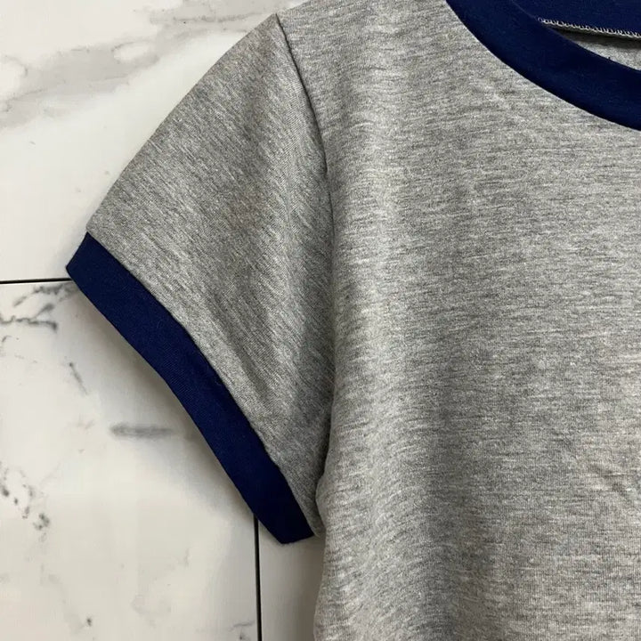 [BUNJANG] Colorblock Cropped Short-Sleeve T-Shirt / 새상품 배색 그레이 회색 크롭 반팔 티셔츠