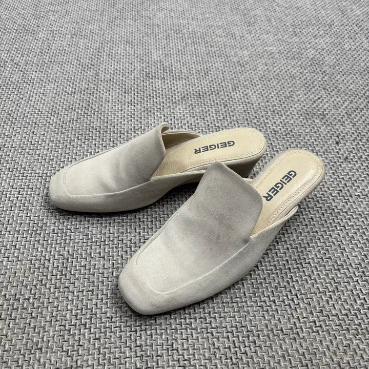 [BUNJANG] Geiger Suede Mid Heel Mules / [신발] 가이거 스웨이드 미들 힐 뮬