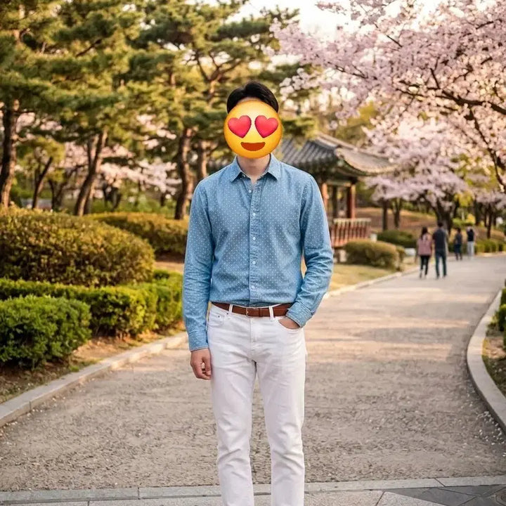 [SOLD OUT] 폴햄 도트패턴 데님셔츠(사이즈100)