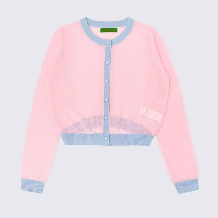 [BUNJANG] SUPERTHANKS Linen Cardigan / SUPERTHANKS 슈퍼띵스 핑크 배색 린넨 가디건 (25년)