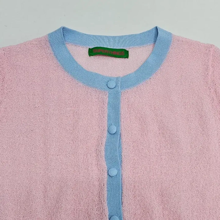 [BUNJANG] SUPERTHANKS Linen Cardigan / SUPERTHANKS 슈퍼띵스 핑크 배색 린넨 가디건 (25년)